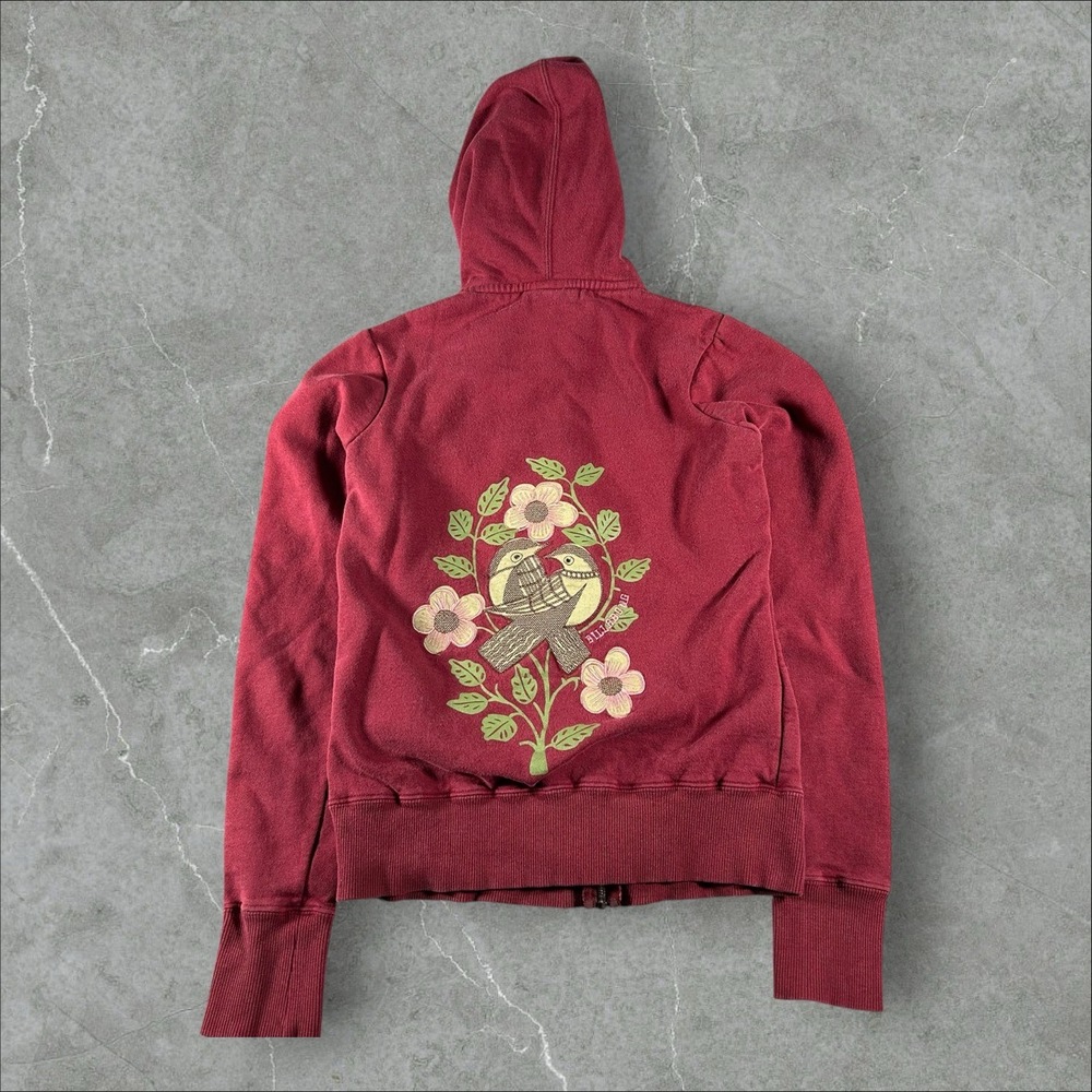 Billabong Hoodie Womens Small Red Embroidered Logo Zip Up Surf Casual Bird Y2k - Picture 2 of 9